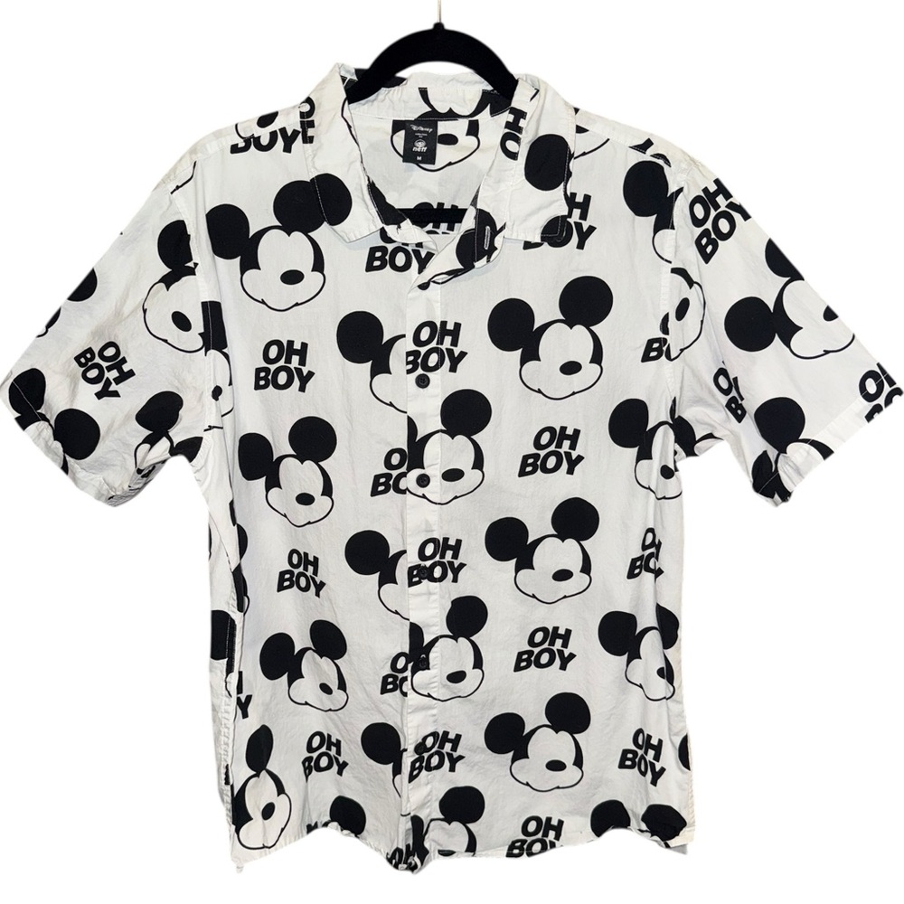 Disney x Neff Mickey Mouse “Oh Boy” Button-Up Shirt Men’s M Black White